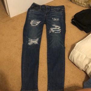 Distressed Dark Wash American Eagle Jeans